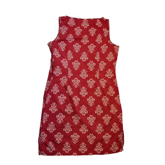 Liz Claiborne Women's Red Spring Summer Dress Size Medium 10 Cotton Fit & Flair - Picture 2 of 7